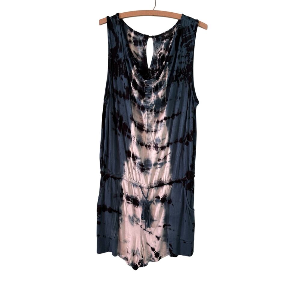 Mossimo Women’s Large Teal Black White Tie Dye Romper